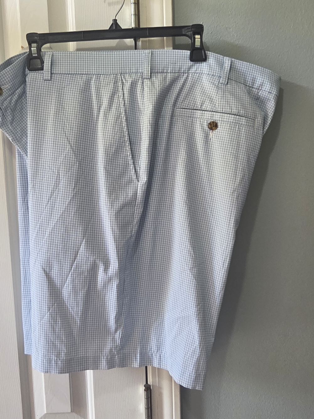 PGA Tour Light Blue Micro-Check Flat Front Golf Shorts